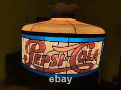Vintage Pepsi Tiffany Stained Glass Style 17 Hanging LampCompleteNice