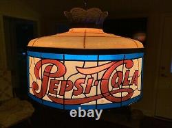 Vintage Pepsi Tiffany Stained Glass Style 17 Hanging LampCompleteNice