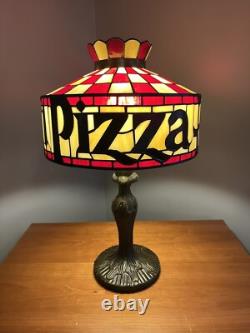 Vintage Pizza Hut Table Lamp, Tiffany Style Light, Stained Glass - NEW