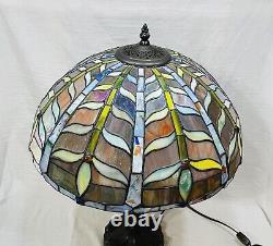 Vintage Quoizel Tiffany Style Jeweled Confetti Stained Glass Lamp 23 Tall