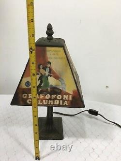 Vintage Rare Grafofoni Columbia Stained Glass Table Lamp