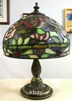 Vintage Small 10.75 Tiffany-Style Stained Glass Accent Table Lamp