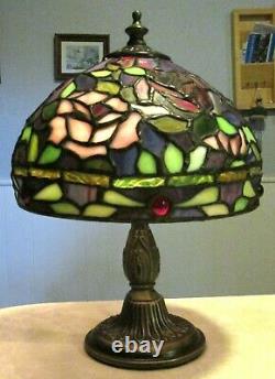 Vintage Small 10.75 Tiffany-Style Stained Glass Accent Table Lamp