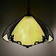 Vintage Square Stained Green/yellow Glass Slag Hanging Lamp Ceiling Light Shade