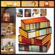 Vintage Stacked Books Stained Glass Desk Lamp Small Reading Light Decor Nightl