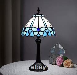 Vintage Stained Glass Blue Butterfly Tiffany Style Lamp Bedside Light Decor