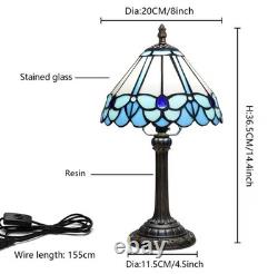 Vintage Stained Glass Blue Butterfly Tiffany Style Lamp Bedside Light Decor