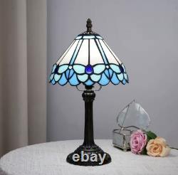 Vintage Stained Glass Blue Butterfly Tiffany Style Lamp Bedside Light Decor