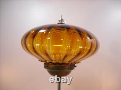 Vintage Stained Glass Danish Funky Retro Cattail Spaghetti Lamp