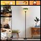 Vintage Stained Glass Floor Lamp, Tree Leaf Pattern, Torchiere Design, Foot Swit