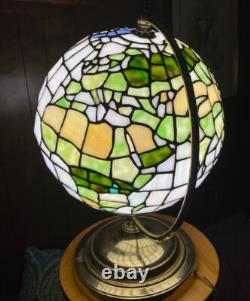 Vintage Stained Glass Globe Lamp, Planet Earth, World circa 1980s Excellent Cond