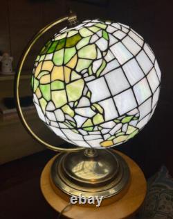 Vintage Stained Glass Globe Lamp, Planet Earth, World circa 1980s Excellent Cond