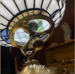 Vintage Stained Glass Globe Lamp, Planet Earth, World circa 1980s Excellent Cond