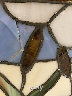 Vintage Stained Glass Hanging Light Lamp 19 Inch Dia. Mallard Duck Handcrafted