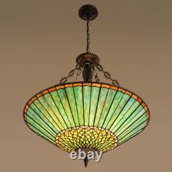 Vintage Stained Glass Pendant Lamp Tiffany Style Ceiling Fixture Hanging Light