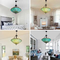 Vintage Stained Glass Pendant Lamp Tiffany Style Ceiling Fixture Hanging Light