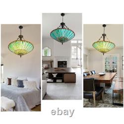 Vintage Stained Glass Pendant Lamp Tiffany Style Ceiling Fixture Hanging Light