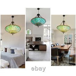 Vintage Stained Glass Pendant Lamp Tiffany Style Ceiling Fixture Hanging Light