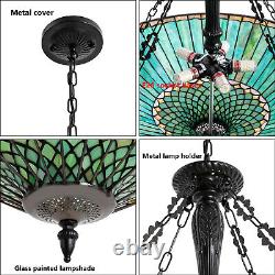 Vintage Stained Glass Pendant Lamp Tiffany Style Ceiling Fixture Hanging Light