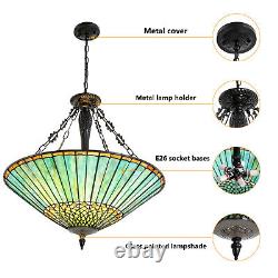 Vintage Stained Glass Pendant Lamp Tiffany Style Ceiling Fixture Hanging Light