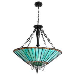 Vintage Stained Glass Pendant Lamp Tiffany Style Ceiling Fixture Hanging Light