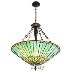 Vintage Stained Glass Pendant Lamp Tiffany Style Ceiling Fixture Hanging Light