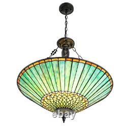 Vintage Stained Glass Pendant Lamp Tiffany Style Ceiling Fixture Hanging Light