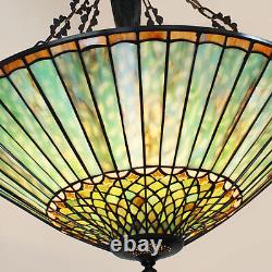 Vintage Stained Glass Pendant Lamp Tiffany Style Ceiling Fixture Hanging Light