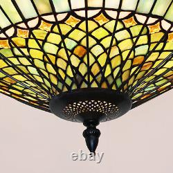 Vintage Stained Glass Pendant Lamp Tiffany Style Ceiling Fixture Hanging Light