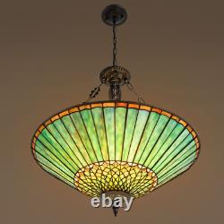 Vintage Stained Glass Pendant Lamp Tiffany Style Ceiling Fixture Hanging Light