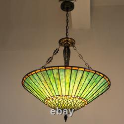 Vintage Stained Glass Pendant Lamp Tiffany Style Ceiling Fixture Hanging Light