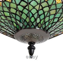 Vintage Stained Glass Pendant Lamp Tiffany Style Ceiling Fixture Hanging Light