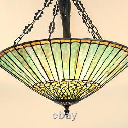 Vintage Stained Glass Pendant Lamp Tiffany Style Ceiling Fixture Hanging Light