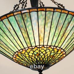 Vintage Stained Glass Pendant Lamp Tiffany Style Ceiling Fixture Hanging Light