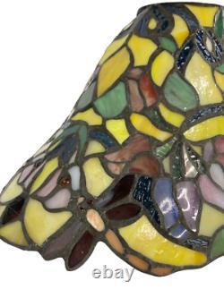 Vintage Stained Glass Pole Lamp Shade Tulip Pattern Floral Oval