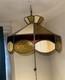 Vintage Stained Glass Swag Pendant Lamp Amber Cream Red 19in Hanging Light