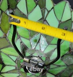 Vintage Stained Glass Tropical Island Palm Tree Lamp Glass Only