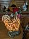 Vintage Stained Glass Type Tiffany Style Rooster Chicken Table Lamp Night Light