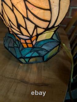 Vintage Stained Glass Type Tiffany Style Rooster Chicken Table Lamp Night Light