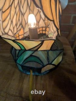 Vintage Stained Glass Type Tiffany Style Rooster Chicken Table Lamp Night Light