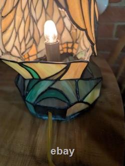 Vintage Stained Glass Type Tiffany Style Rooster Chicken Table Lamp Night Light