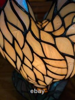 Vintage Stained Glass Type Tiffany Style Rooster Chicken Table Lamp Night Light