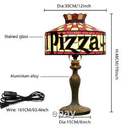 Vintage Style Pizza Hut Stained Glass Lamp Retro Restaurant Accent Light Lamp