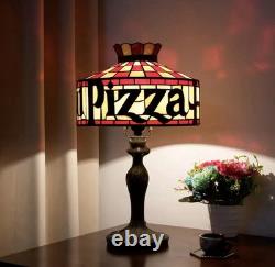Vintage Style Pizza Hut Stained Glass Lamp Retro Restaurant Accent Light Lamp