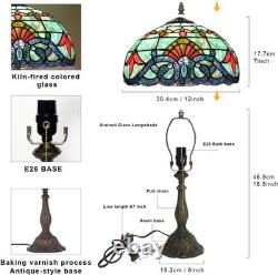 Vintage Tiffany Baroque Stained Glass Table Lamp Resin Base Antique Bronze 12x19