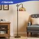 Vintage Tiffany Floor Lamp With Flexible Gooseneck & Floral-stained Glass Shade