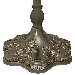 Vintage Tiffany Floor Lamp with Flexible Gooseneck & Floral-Stained Glass Shade