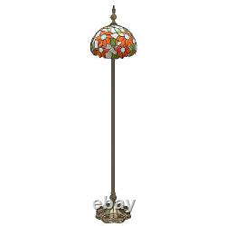 Vintage Tiffany Floor Lamp with Flexible Gooseneck & Floral-Stained Glass Shade