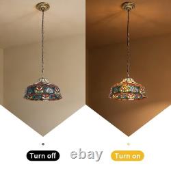 Vintage Tiffany Pendant Light, Colorful Flower Core Glass Lamp, Single Head, New
