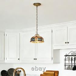 Vintage Tiffany Pendant Light, Colorful Flower Core Glass Lamp, Single Head, New